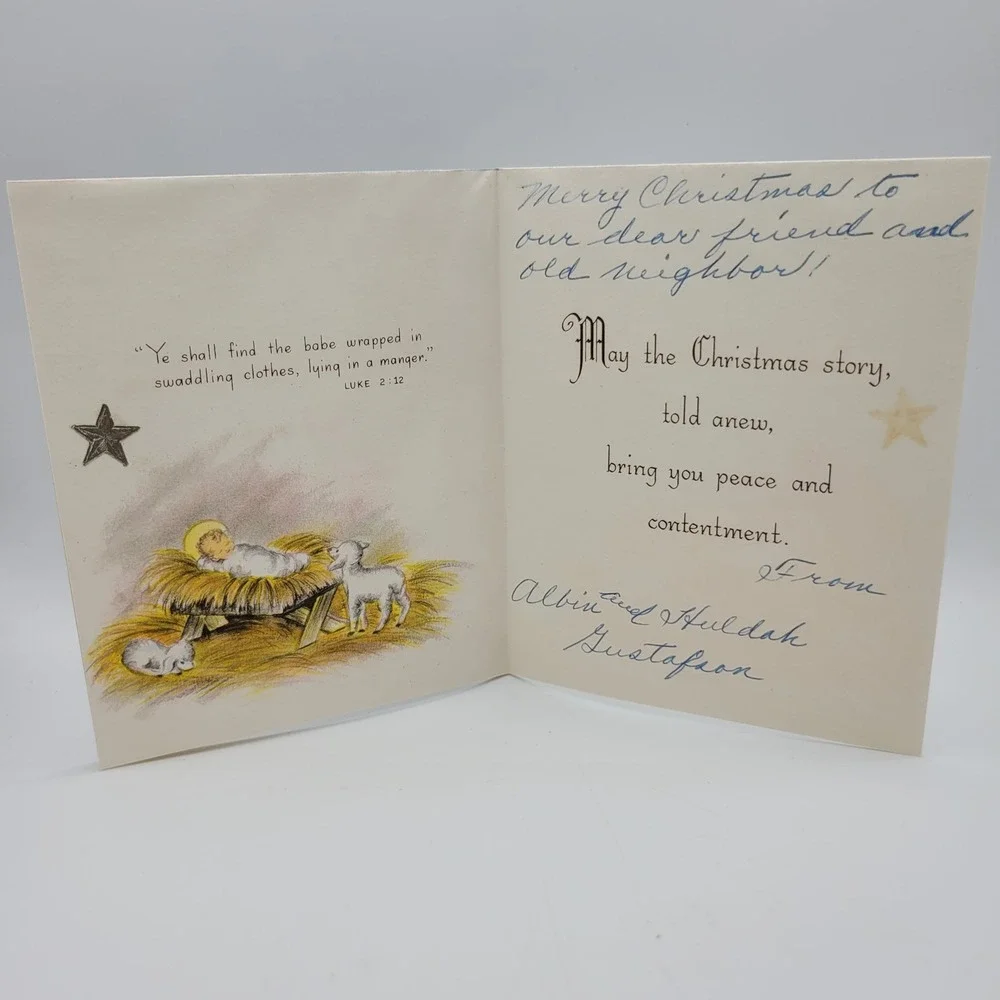Vintage Hallmark Christmas Card A‎ Christmas Message Nativity Signed